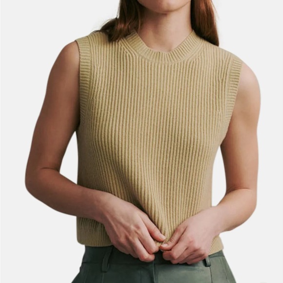 TWP 
RIBBED VEST IN CASHMERE WEIRD YELLOW GREEN - Picture 1 of 8